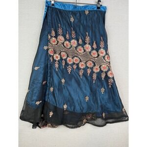 Vtg Lotus Creations Sari Wrap Skirt Sz  M L Festival Boho Fairycore Artsy Sequin